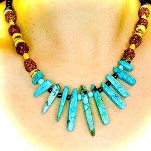 Artisan Turquoise and Brown Necklace